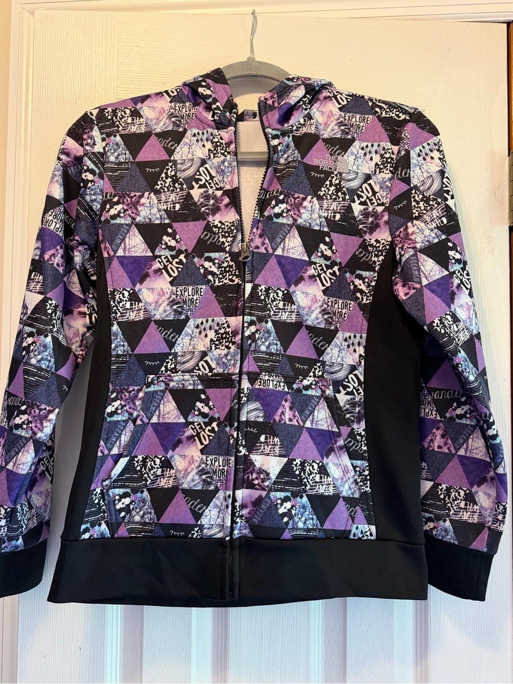 The North Face Girl’s Purple & Black Geometric Zip Hoodie